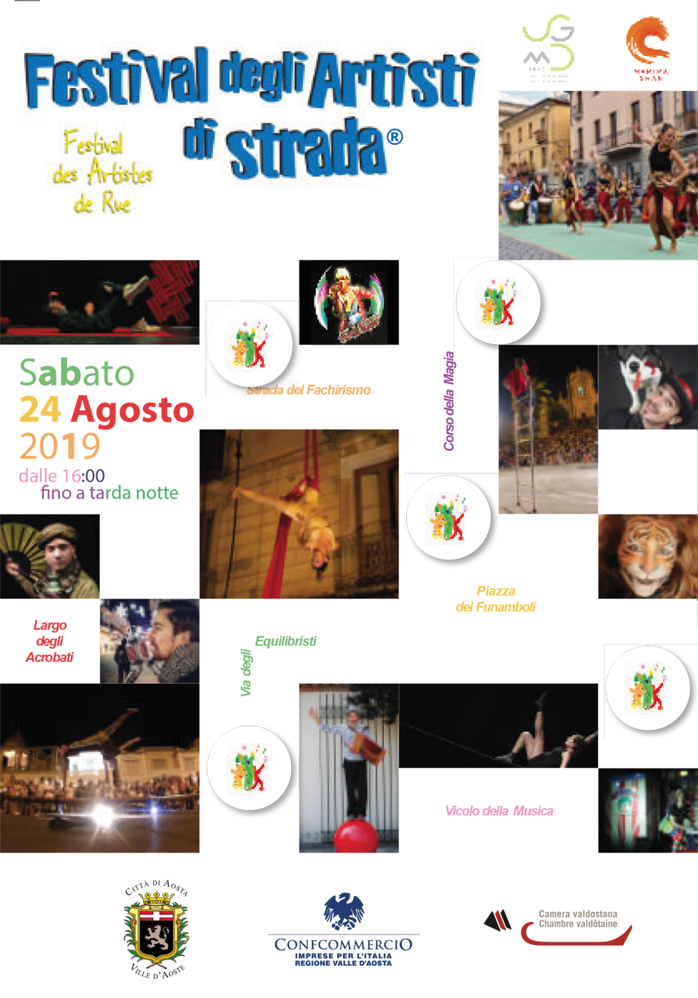 24 agosto 2019: il Festival prosegue con il grande supporto dell'Ascom-Confcommercio a cui si aggiunge la "serata rossonera" che porta in una giornata oltre 20mila presenze nel cuore di Aosta.